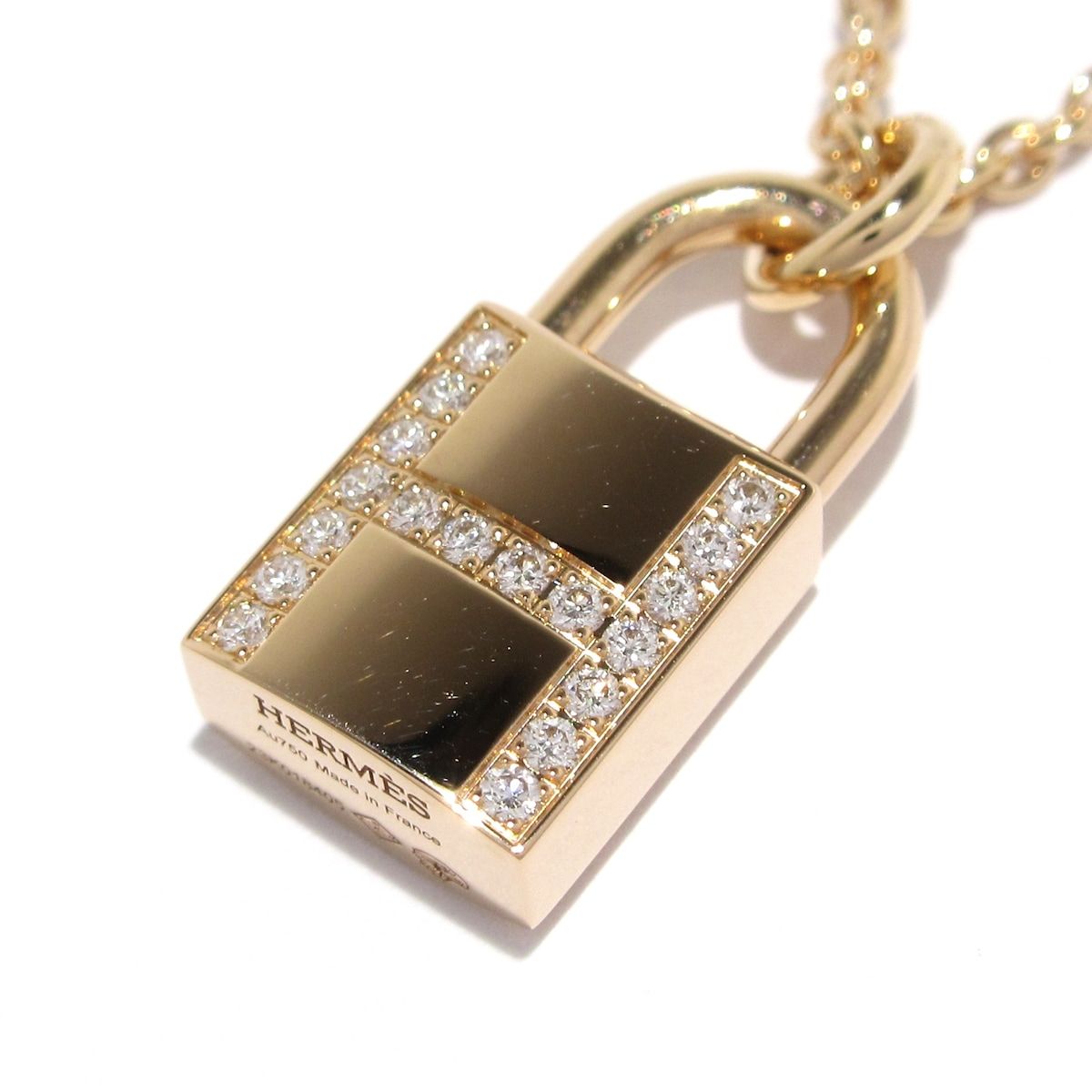 HERMES エルメス ネックレス ケリー カデナ K18PG×ダイヤモンド 18Pダイヤ 0.09カラット