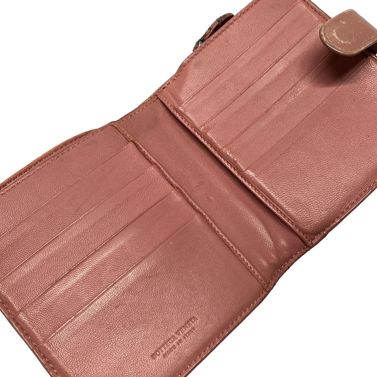 BOTTEGA VENETA ボッテガヴェネタ 2つ折り財布 イントレチャート ピンク レザー