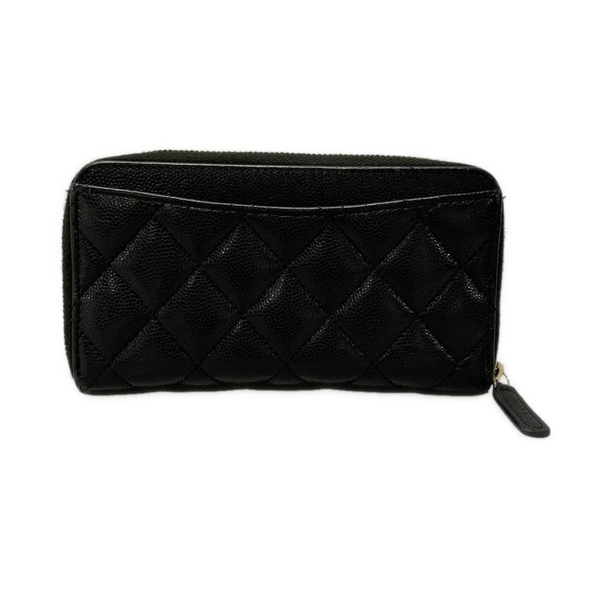CHANEL シャネル 財布 マトラッセ 黒 ラウンドファスナー ゴールド金具