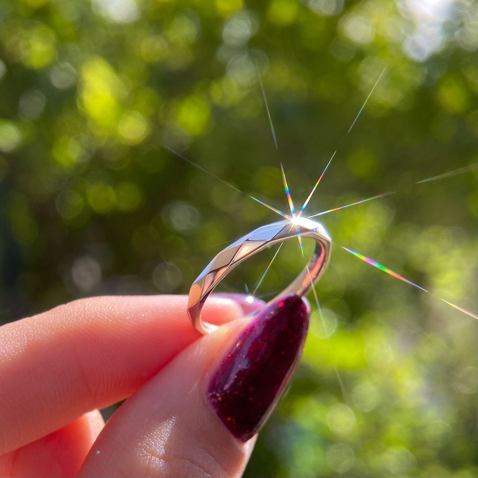 買取店 キラキラ K10 ひし形カット 甲丸リング 11号 結婚指輪 C1981