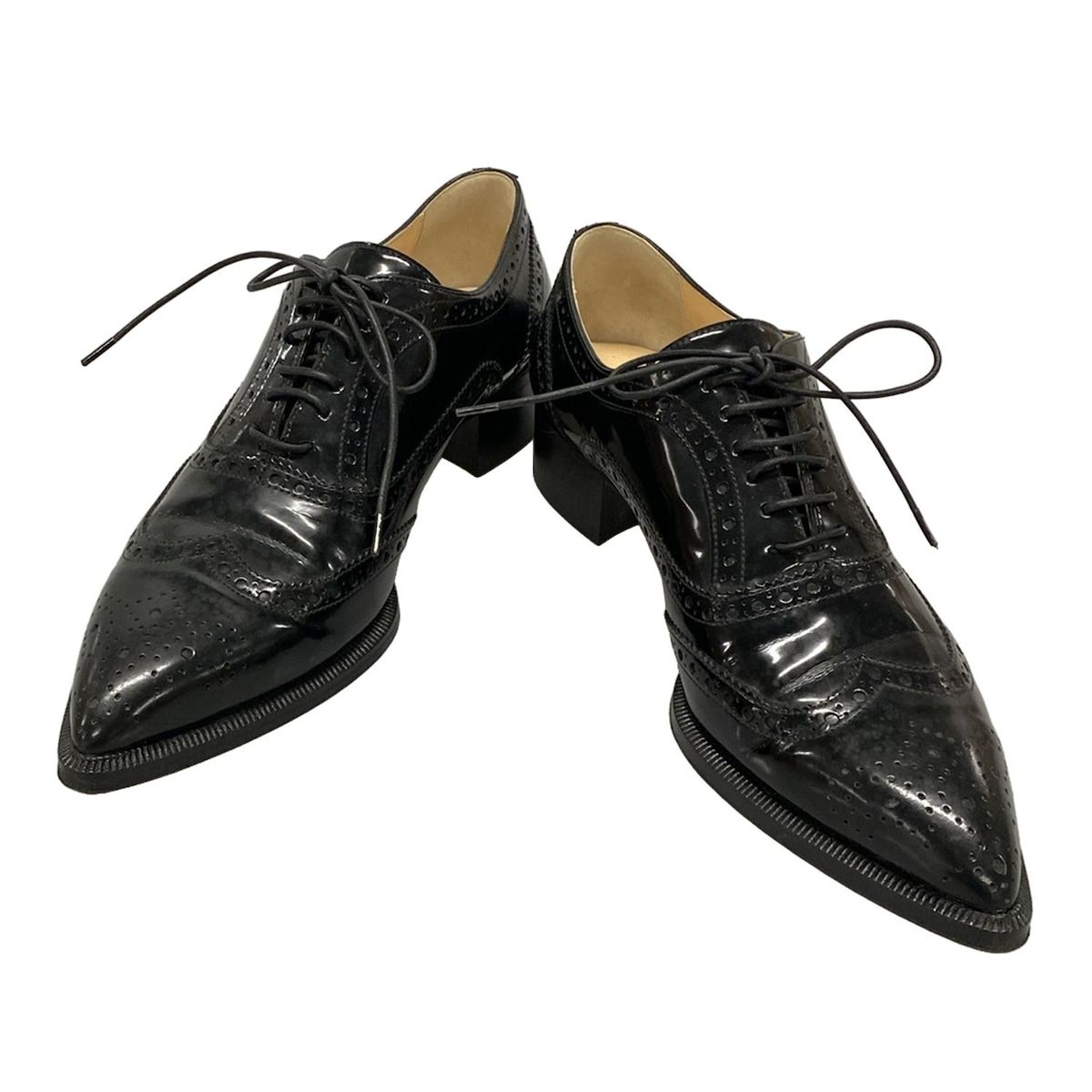 CHRISTIAN LOUBOUTIN クリスチャンルブタン シューズ 36 1 2 レディース - 黒 ウイングチップ レザー