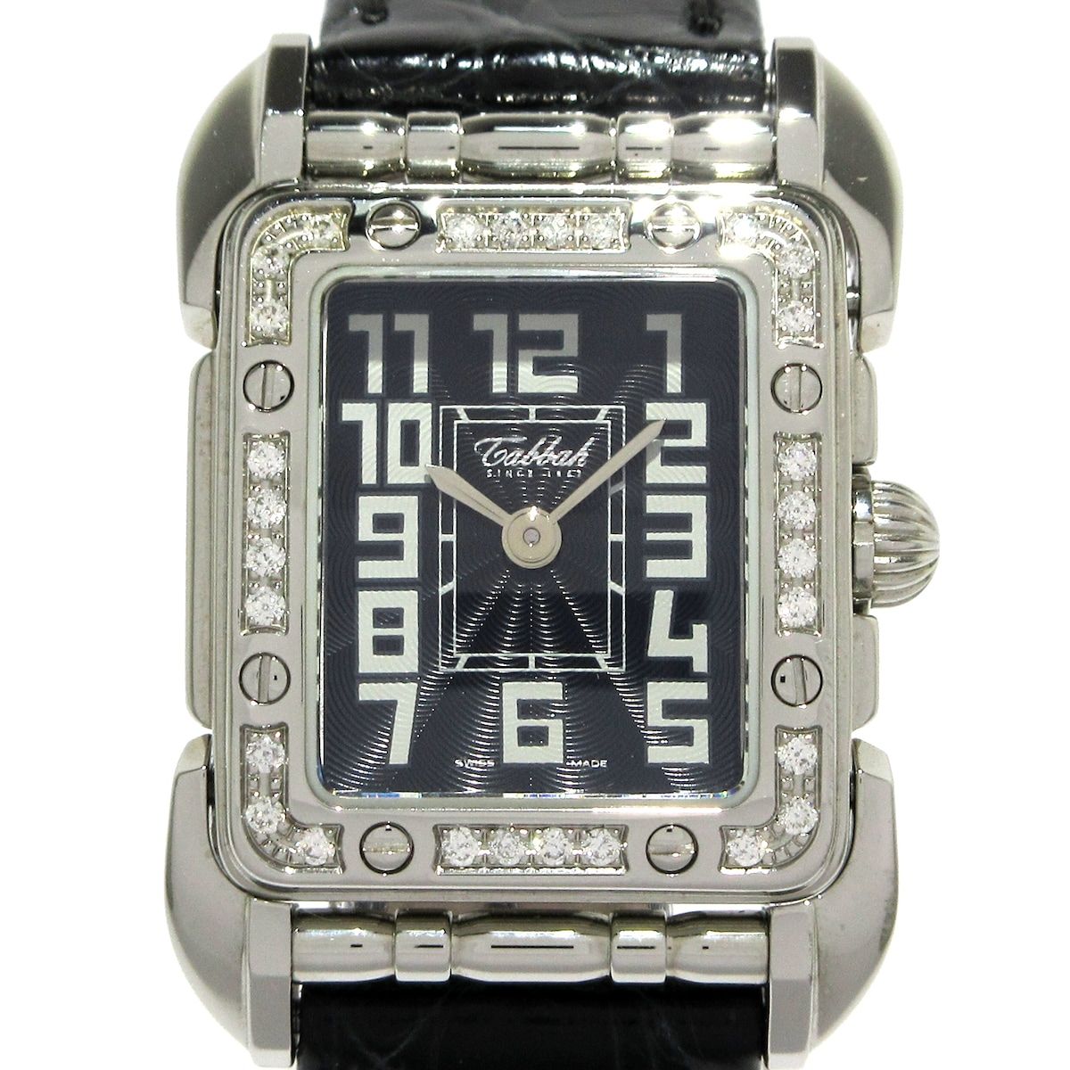 Tabbah タバー 腕時計 SAGA レディース 革ベルト ダイヤベゼル 黒