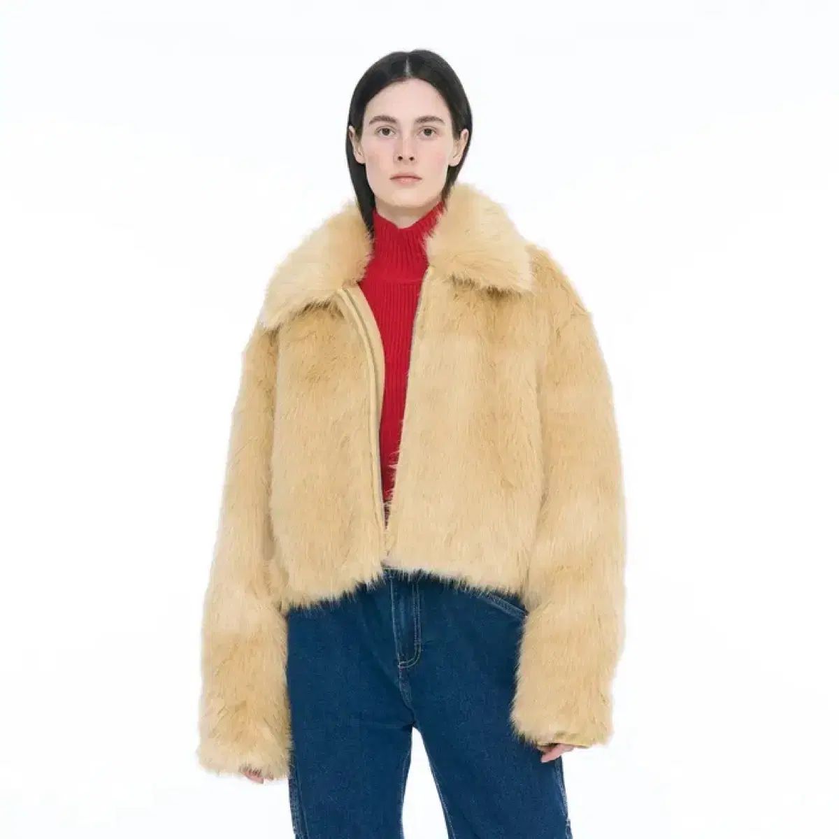 PARTIMENTO WOMEN エコー ファー クロップド アウター ベージュ