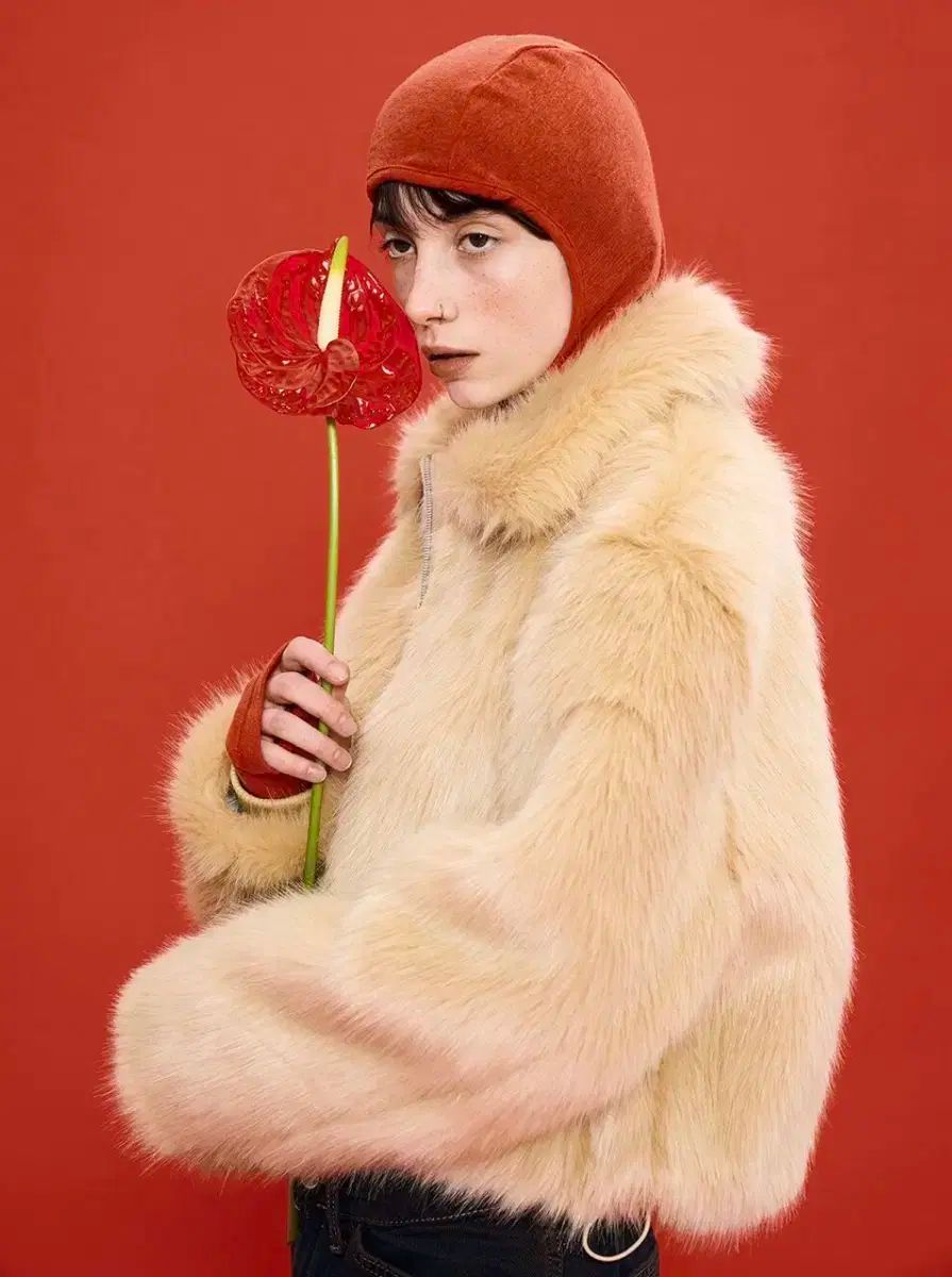 PARTIMENTO WOMEN エコー ファー クロップド アウター ベージュ