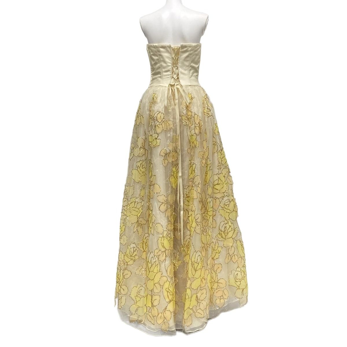 aimer エメ ドレス サイズ13 L レディース - オレンジ ベアトップドレス マキシ丈 ラインストーン フラワー 花