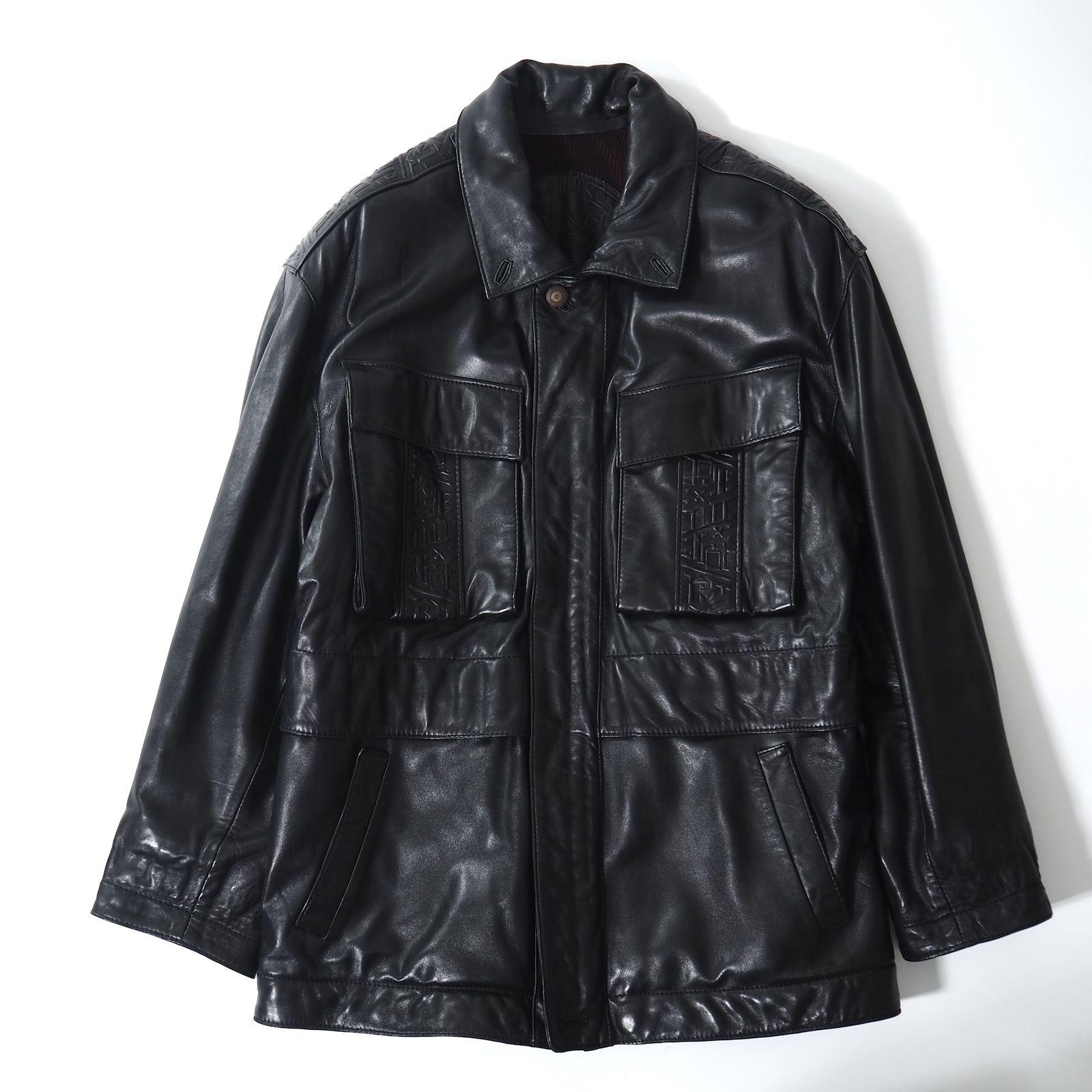 トーラス TORRAS スペイン製 ヴィンテージ レザー ジャケット 52 ブラック メンズ 5-ZJ027