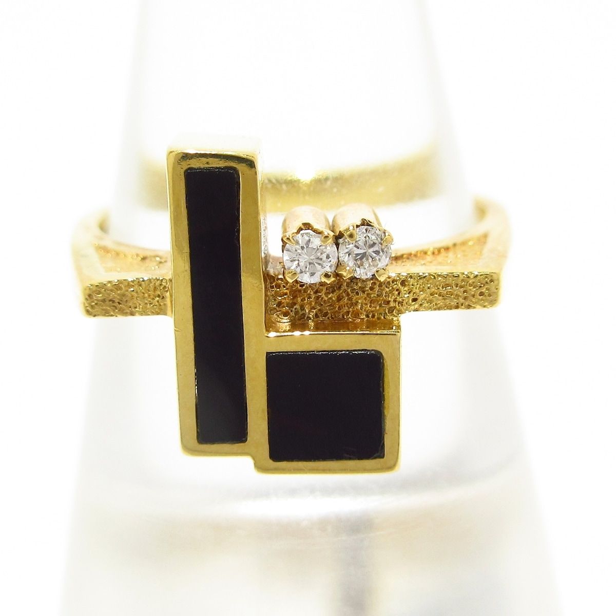 Unbranded ノーブランド リング K18YG×ダイヤ×黒 2Pダイヤ 総重量4.9g