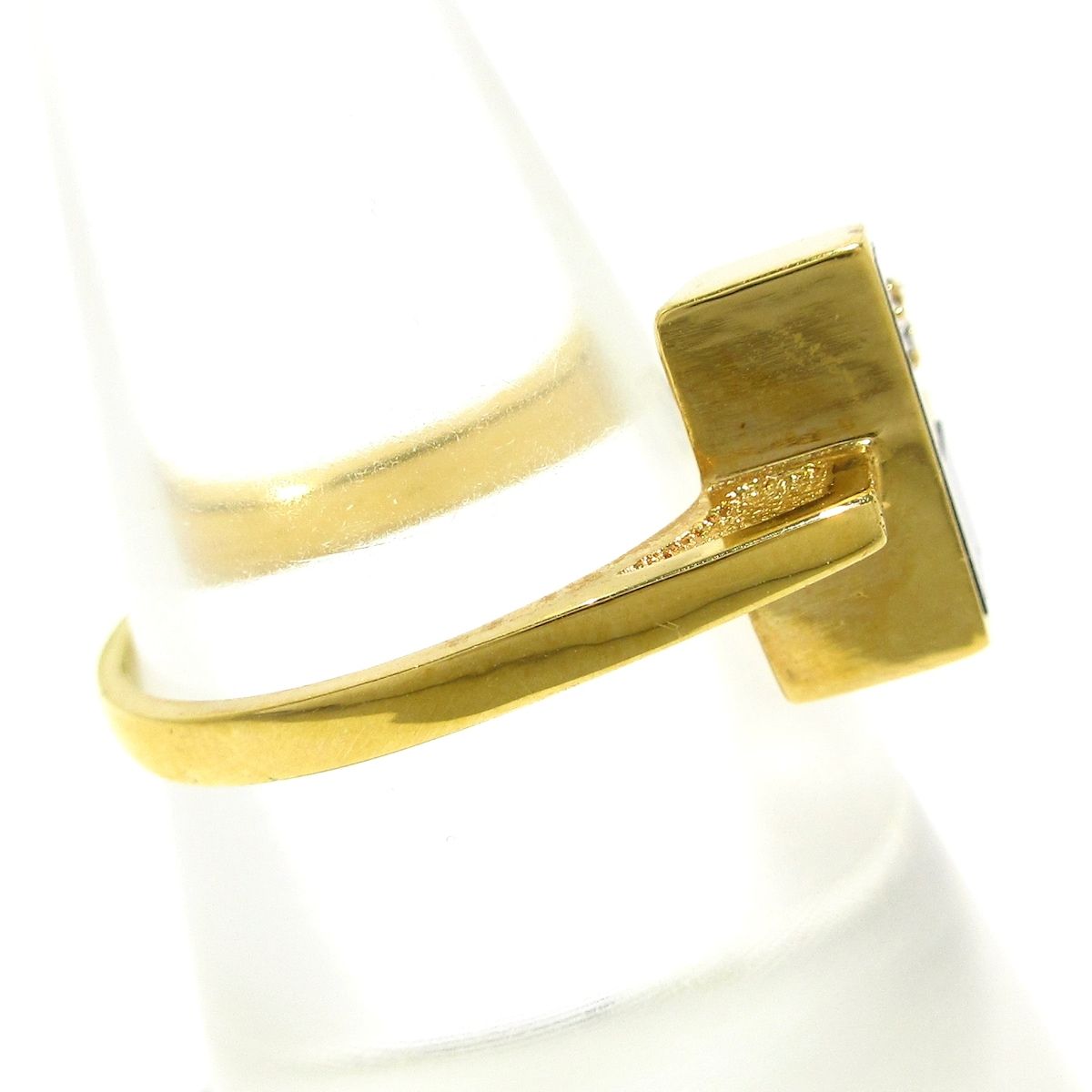 Unbranded ノーブランド リング K18YG×ダイヤ×黒 2Pダイヤ 総重量4.9g