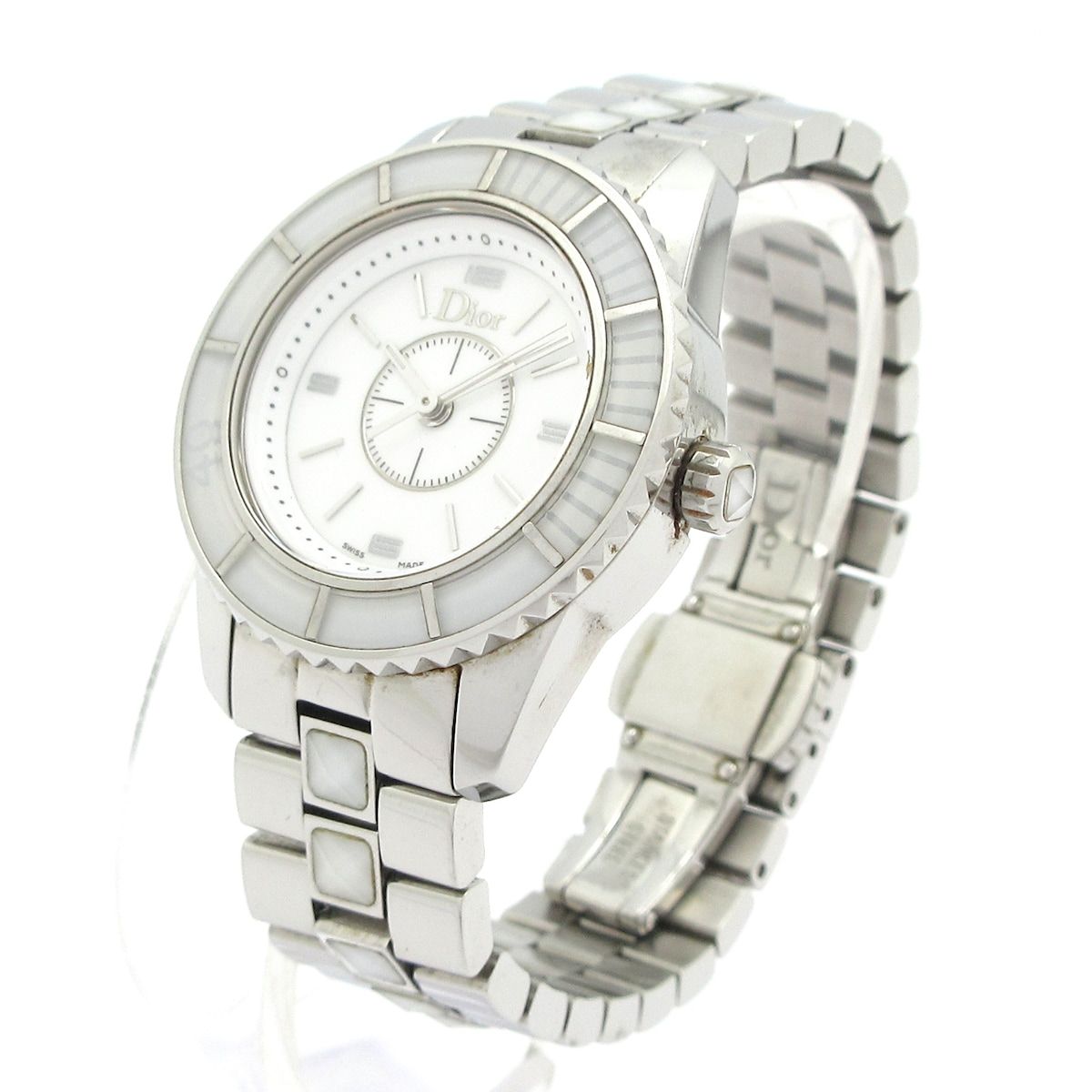 DIOR ChristianDior ディオール 腕時計 クリスタル CD112112 レディース SS 白