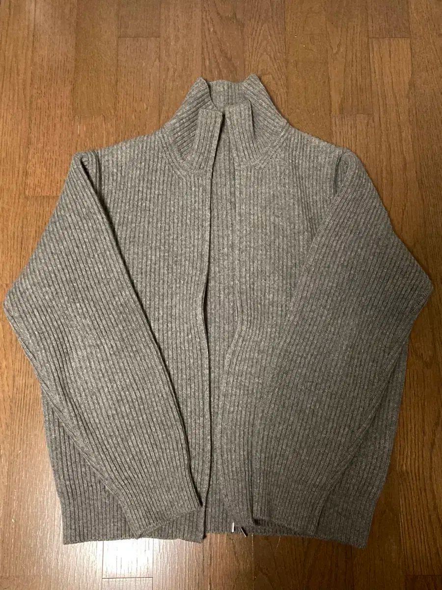 3 インザロウ フルジップアップ ニット グレー メランジ