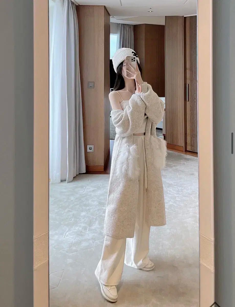 ミエルエルベロニファーポケットウールカーディガン