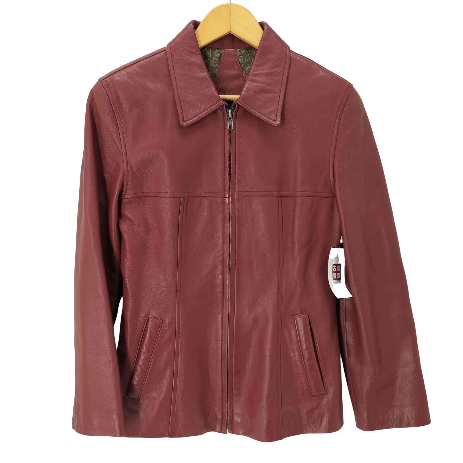 ユーズドフルギ 古着 EUROPEAN 裏地ペイズリー柄 シングルライダースジャケット レディース