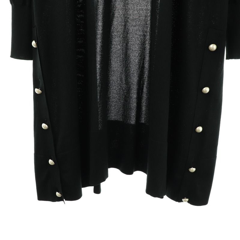 ルネ Rene サイドフェイクパールロングカーディガン 前開きトッパー 36