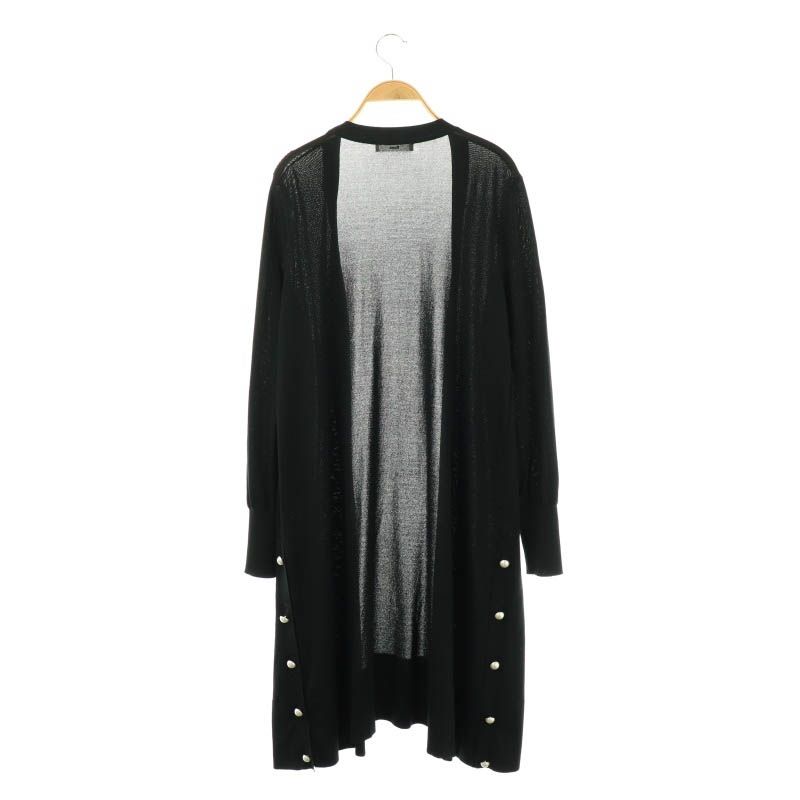 ルネ Rene サイドフェイクパールロングカーディガン 前開きトッパー 36