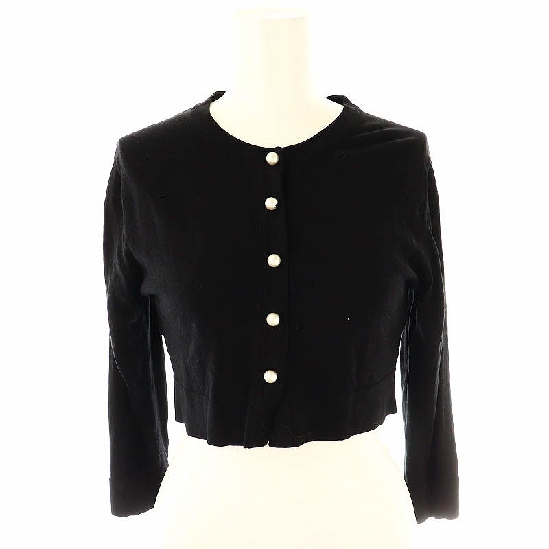 【美品】近年モデル　ヨーコチャン　パールボタン　カーディガン　黒 ヨーコチャン YOKO CHAN パールボタン ニット カーディガン クロップド