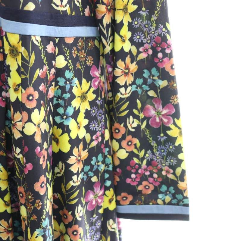 スーパービューティ Super Beauty 花柄 ワンピース 44 紺 マルチカラー