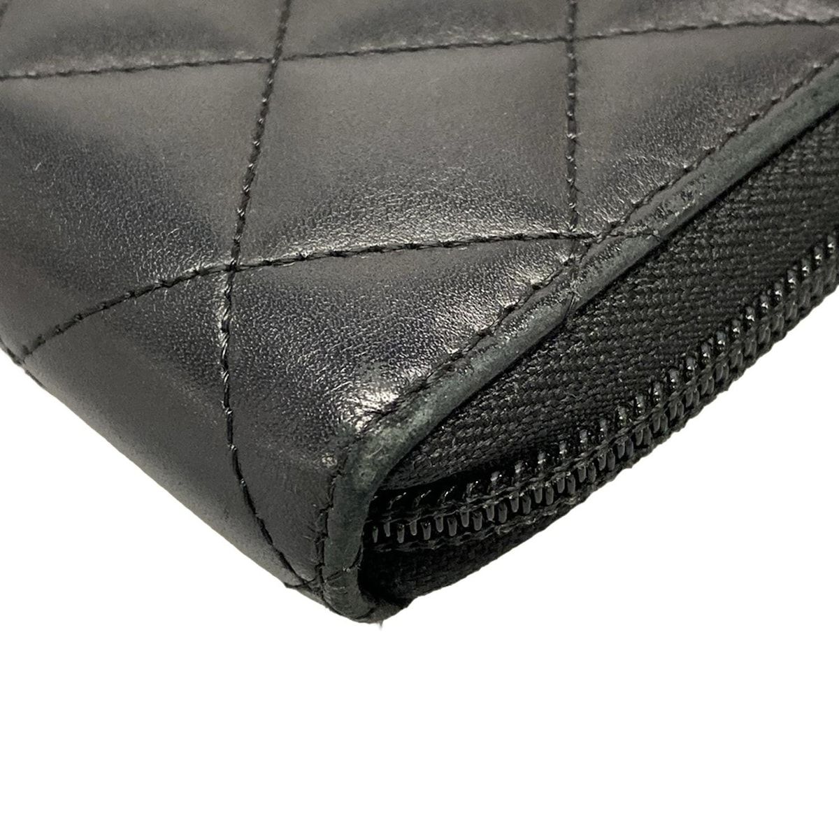 お見逃しなく! CHANEL シャネル 長財布 カンボンライン A50078 黒 シルバー金具 ラウンドファスナー レザー ラムスキン MAX94％OFF！