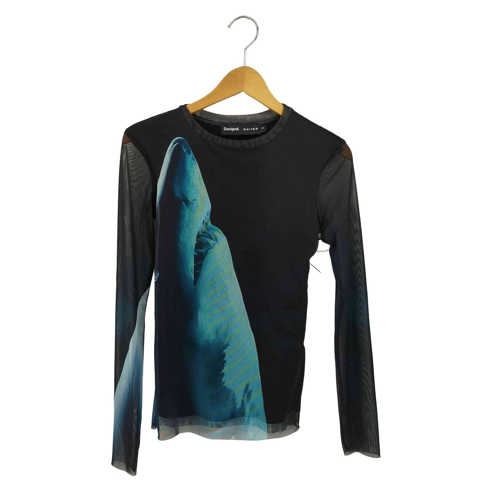 デシグアル Desigual BOTTER Long-sleeve shark T-shirt サメ柄 ロングスリーブTシャツ レディース import XS