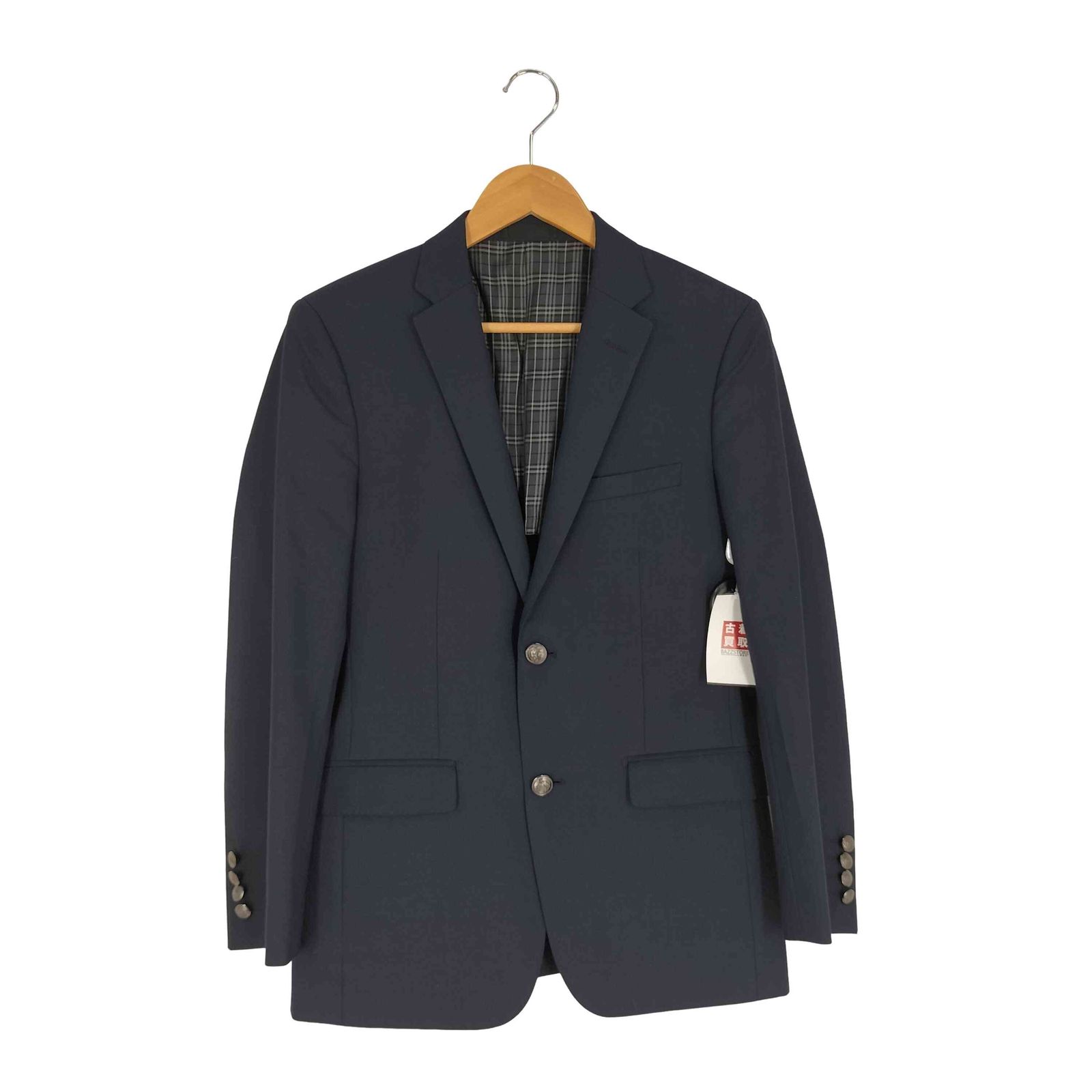 バーバリーブラックレーベル BURBERRY BLACK LABEL 裏地チェック ウールポリ 2Bテーラードジャケット メンズ import M