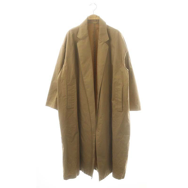 【中古】ミューズ ドゥーズィエム クラス FINX ギャバオーバーコート スプリングコート アウター ロング ベージュ ミューズ ドゥーズィエム クラス MUSE de Deuxieme Classe FINX ギャバ