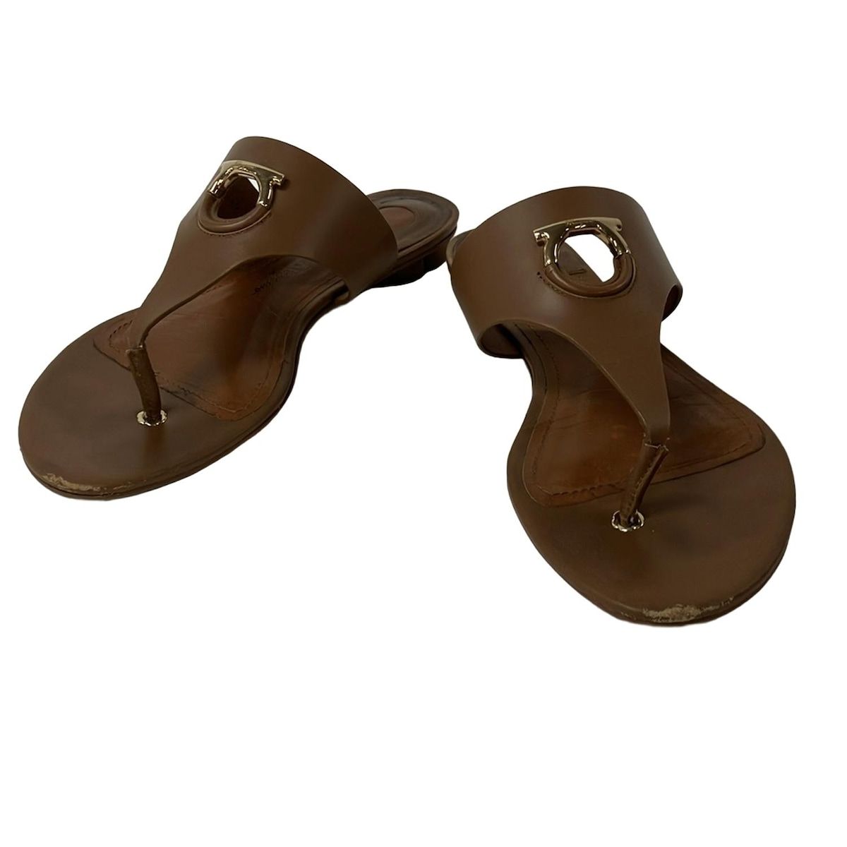 SalvatoreFerragamo サルバトーレフェラガモ サンダル 4 1 2 D ENFOLA ブラウン ガンチーニ レザー