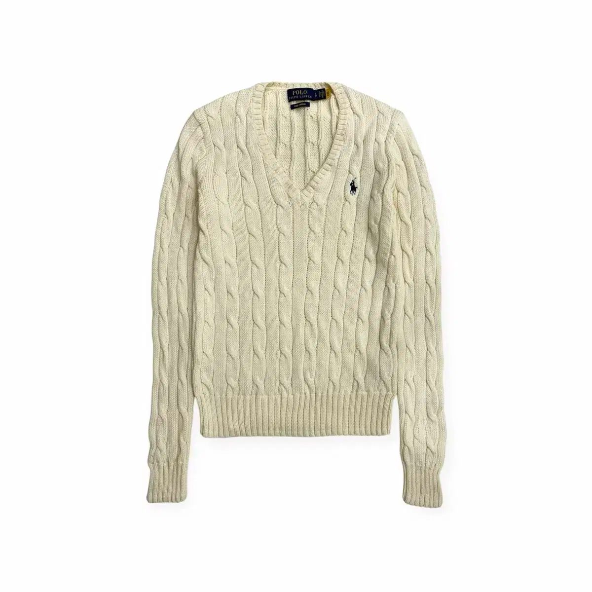 POLO RALPH LAUREN ポロラルフローレン レディース ウィメンズ Vネック ケーブル編み アイボリー ニット s