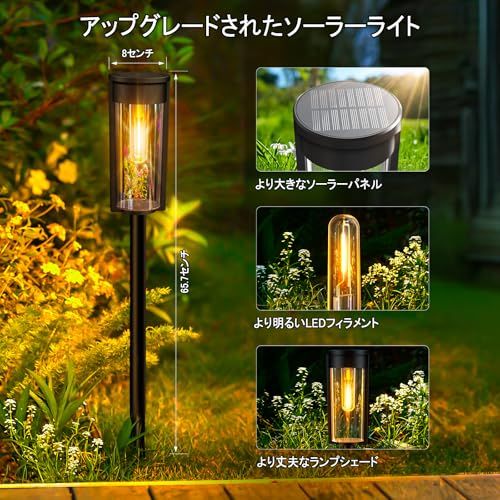 LETMY ガーデンライト 屋外 ソーラーライト 屋外 照明 庭 ライト ソーラー ニューバージョン 透明ランプシェード 6個セット 大容量 IP65防水 高輝度 おしゃれ 埋め込み式 自動点灯 消灯 歩道 パーティー 庭 駐車場 花 5a0fbac5