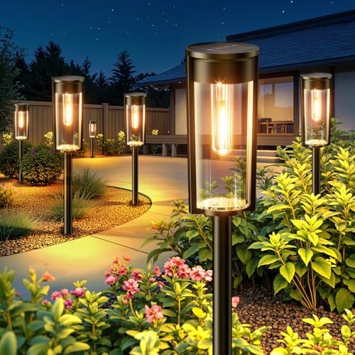 LETMY ガーデンライト 屋外 ソーラーライト 屋外 照明 庭 ライト ソーラー ニューバージョン 透明ランプシェード 6個セット 大容量 IP65防水 高輝度 おしゃれ 埋め込み式 自動点灯 消灯 歩道 パーティー 庭 駐車場 花 5a0fbac5