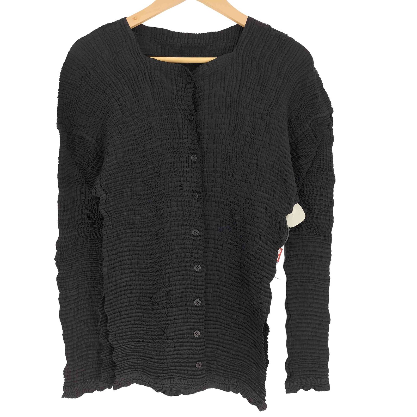 イッセイミヤケ ISSEY MIYAKE 90S 91SS 銀タグ ノー プリーツ サイドスリット カーディガン レディース JPN 2