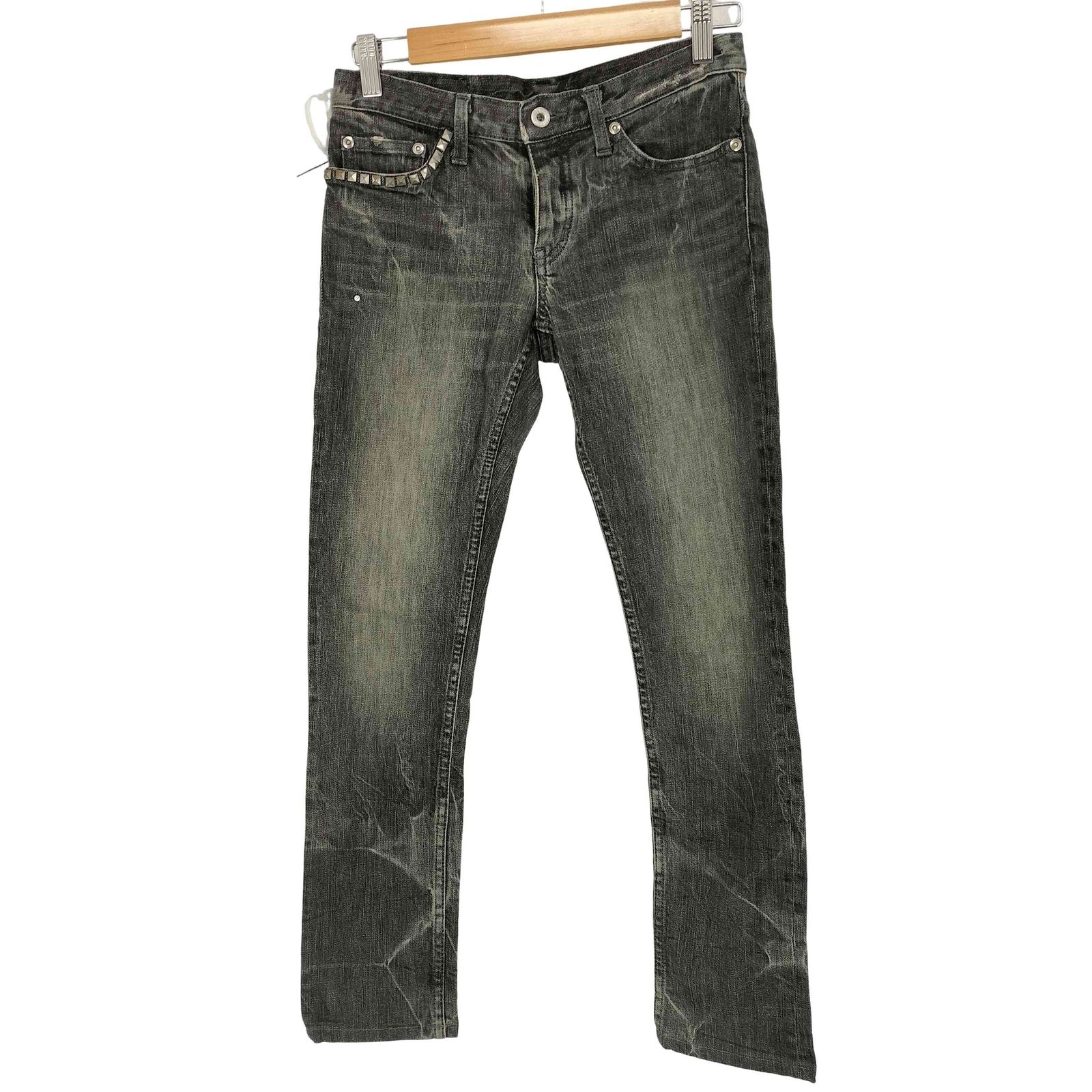 東京都内 ヒステリックス HYSTERICS スタッズ付きブラックデニムパンツ レディース XXS