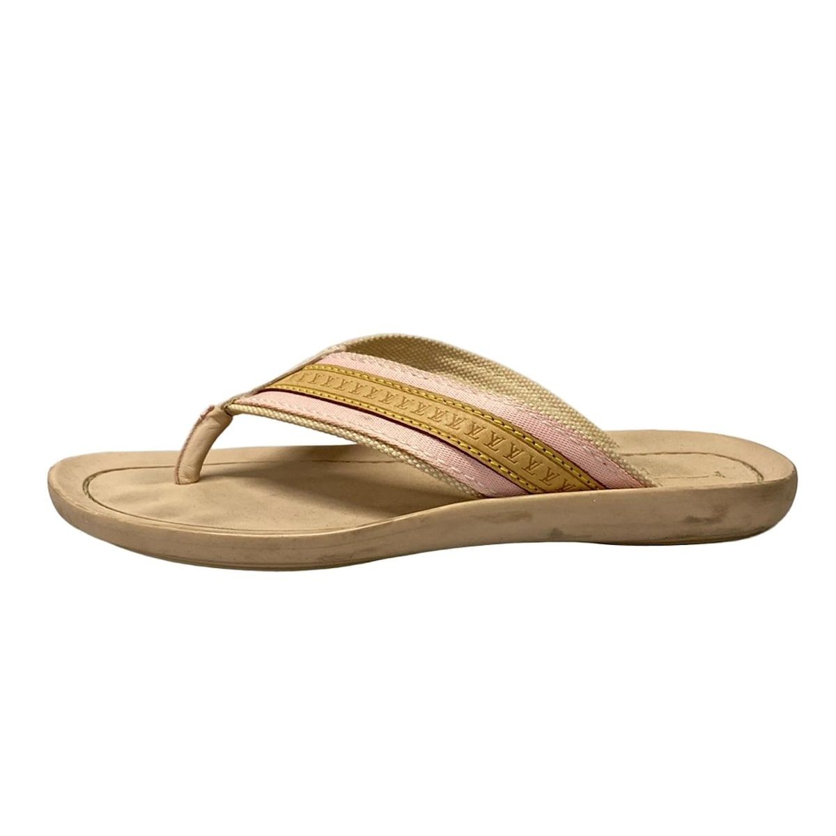 LOUIS VUITTON ルイヴィトン ビーチサンダル 37 1 2 レディース マリンフラット トング ビーチサンダル ベージュ×ピンク コットン