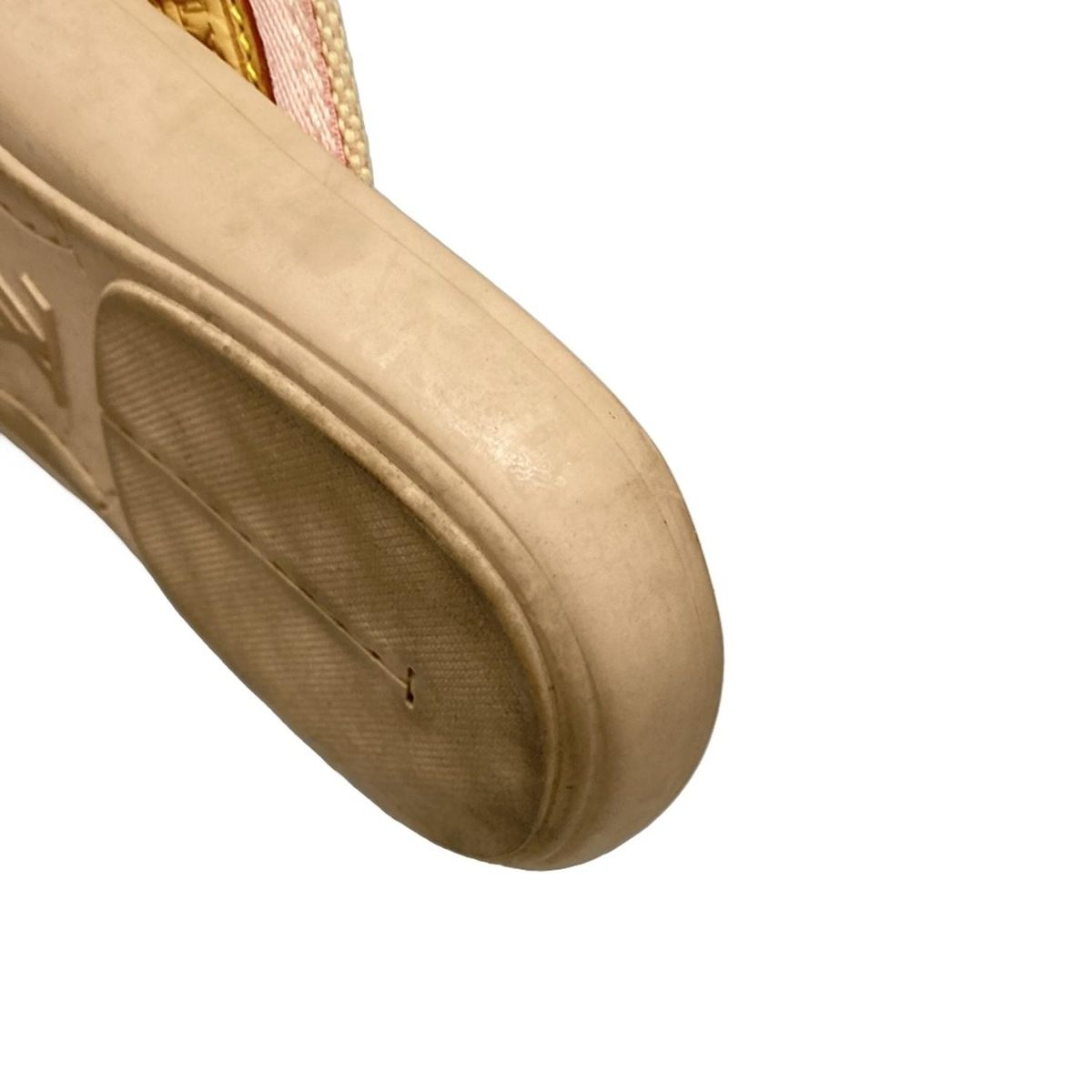  LOUIS VUITTON ルイヴィトン ビーチサンダル 37 1 2 レディース マリンフラット トング ベージュ×ピンク コットン ビーチサンダル シャワーサンダル サンダル ミュール