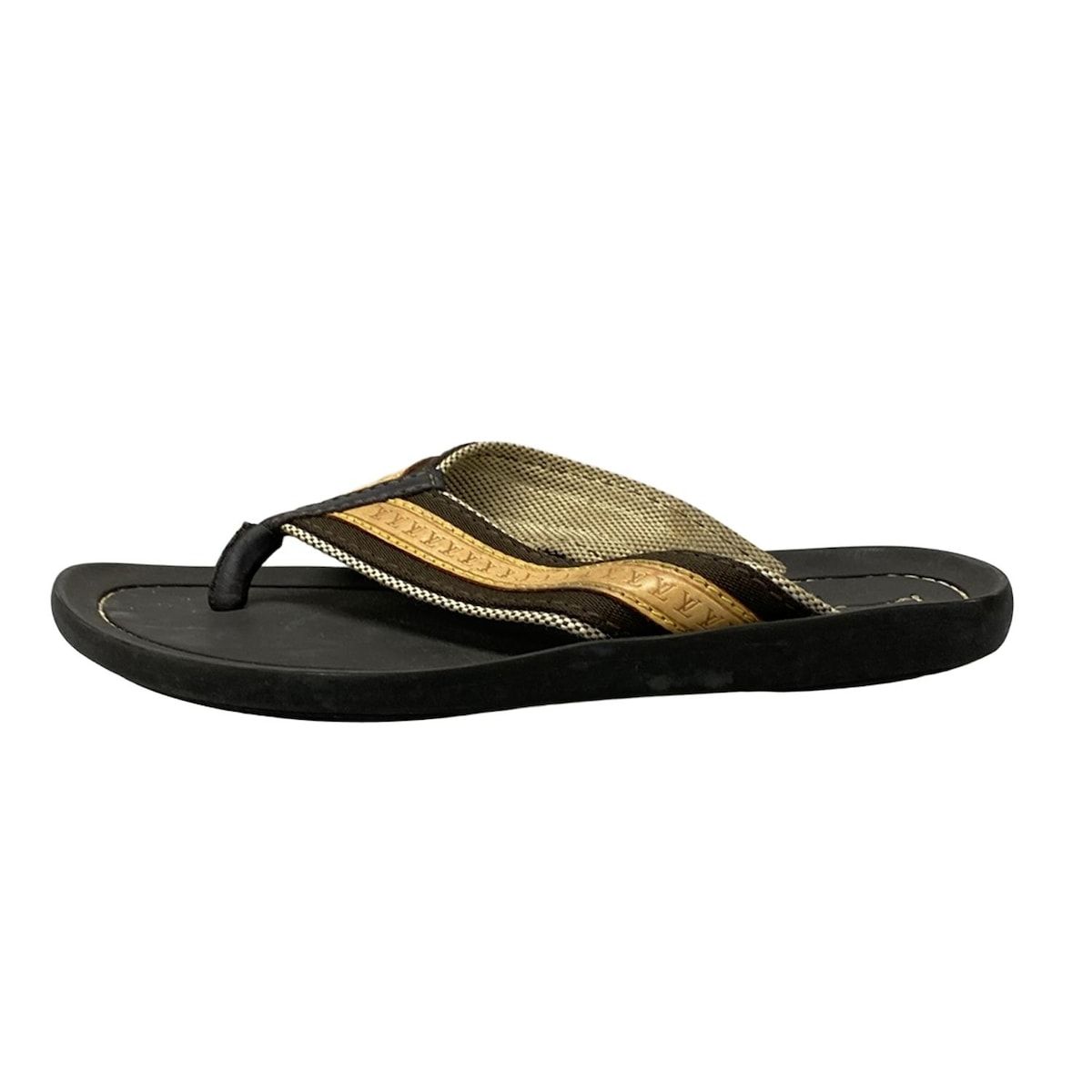 LOUIS VUITTON ルイヴィトン ビーチサンダル 36 レディース マリンフラット トング ビーチサンダル 黒×ベージュ コットン