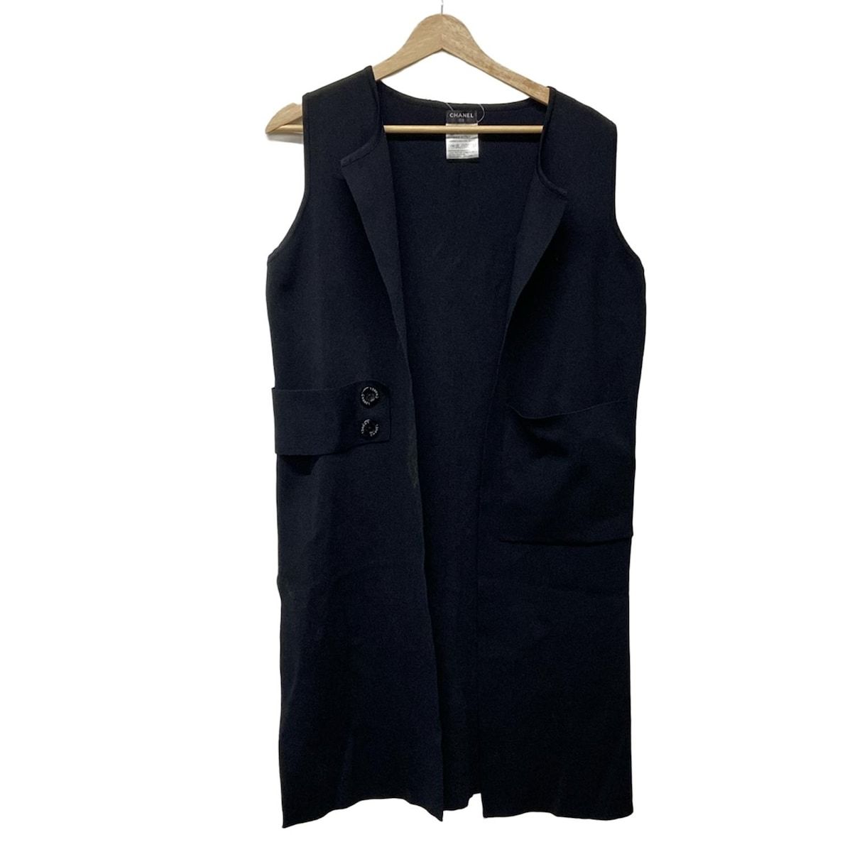 CHANEL シャネル ベスト レディース - 黒 ノースリーブ ロングジレ ココマーク