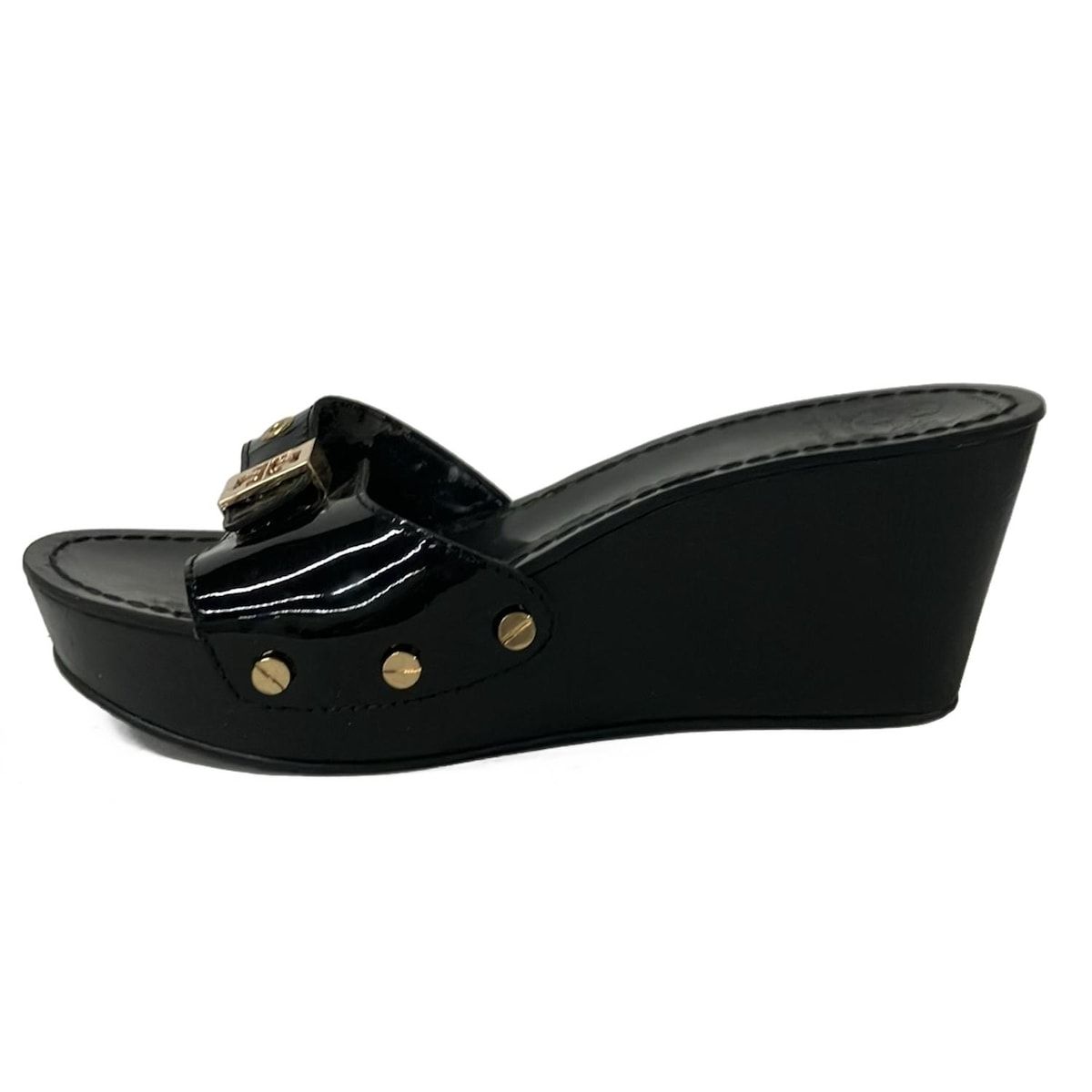 TORY BURCH トリーバーチ サンダル 8 レディース - 黒 ウェッジソール レザー