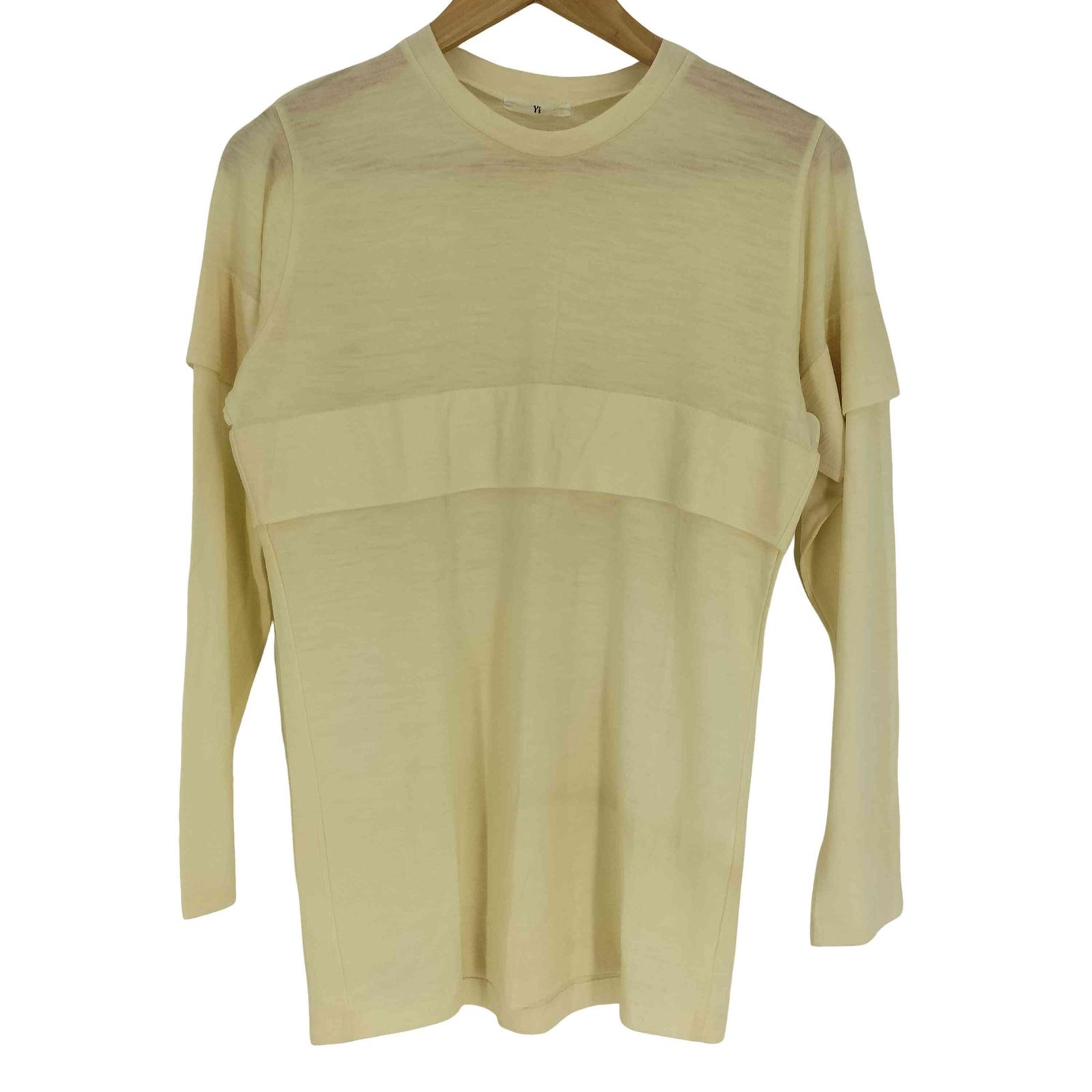 ワイズ Ys フリル 切替 デザイン ハイゲージ ウール L S カットソー ロンT レディース 表記無