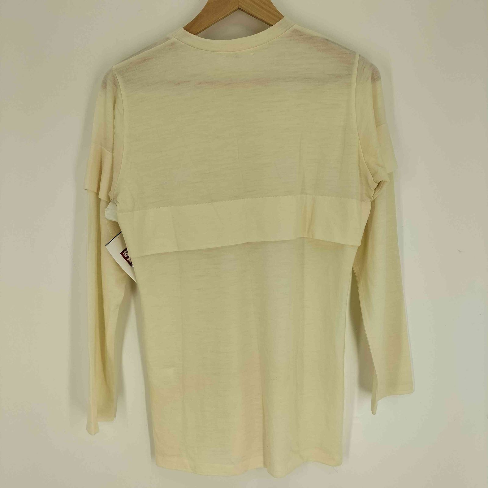 ワイズ Ys フリル 切替 デザイン ハイゲージ ウール L S カットソー ロンT レディース 表記無