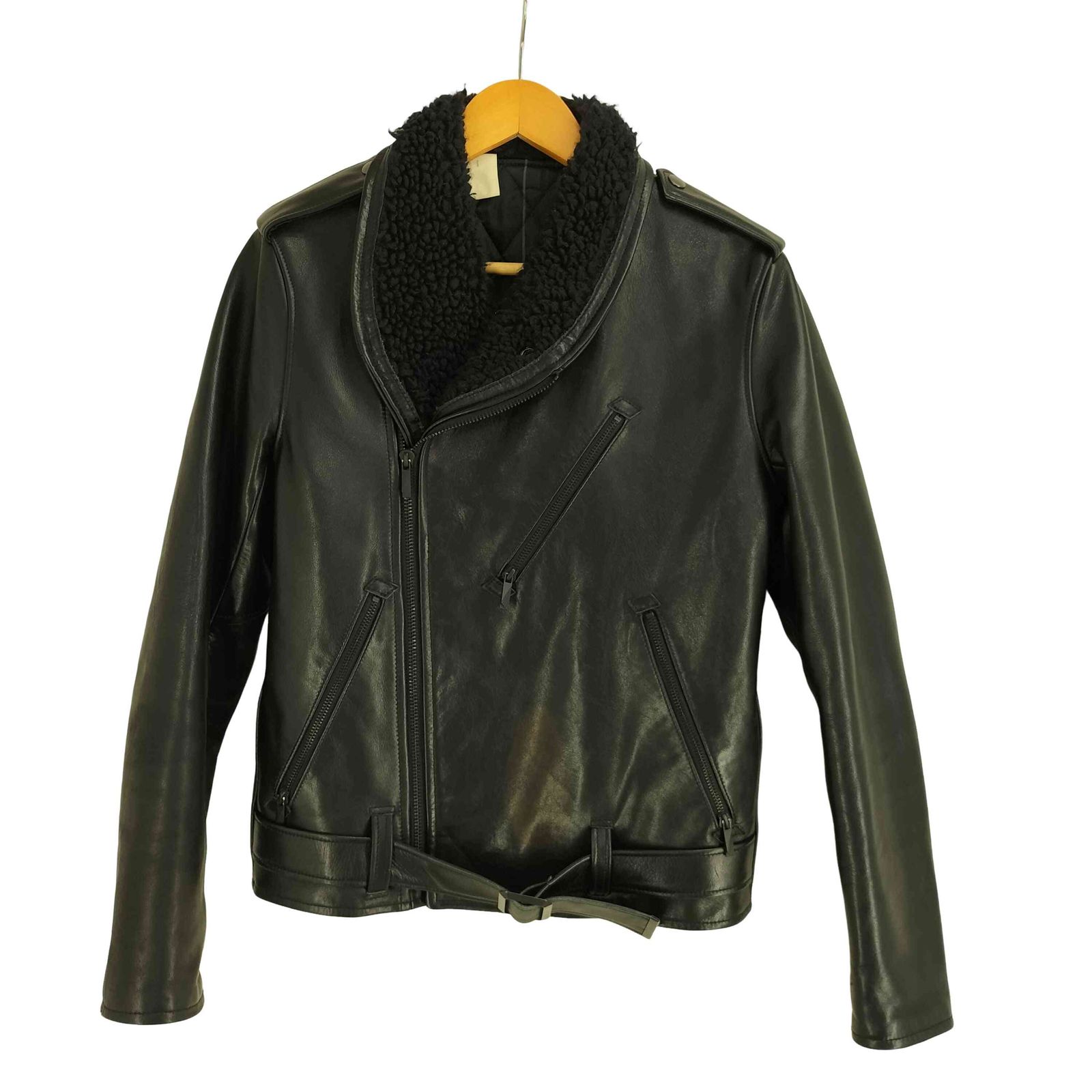 エヌハリウッド N.HOOLYWOOD ボア レザー ライダースジャケット 裏地キルティング メンズ 36