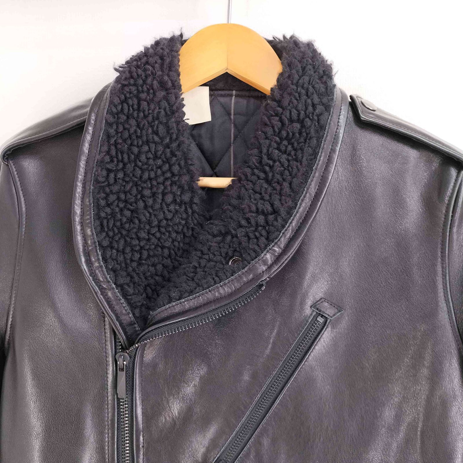 エヌハリウッド N.HOOLYWOOD ボア レザー ライダースジャケット 裏地キルティング メンズ 36 KANDAIZUMI_COM