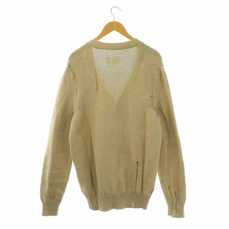 Maison Margiela ダメージ加工 Vネック ニットベスト グレー DAMAGED V