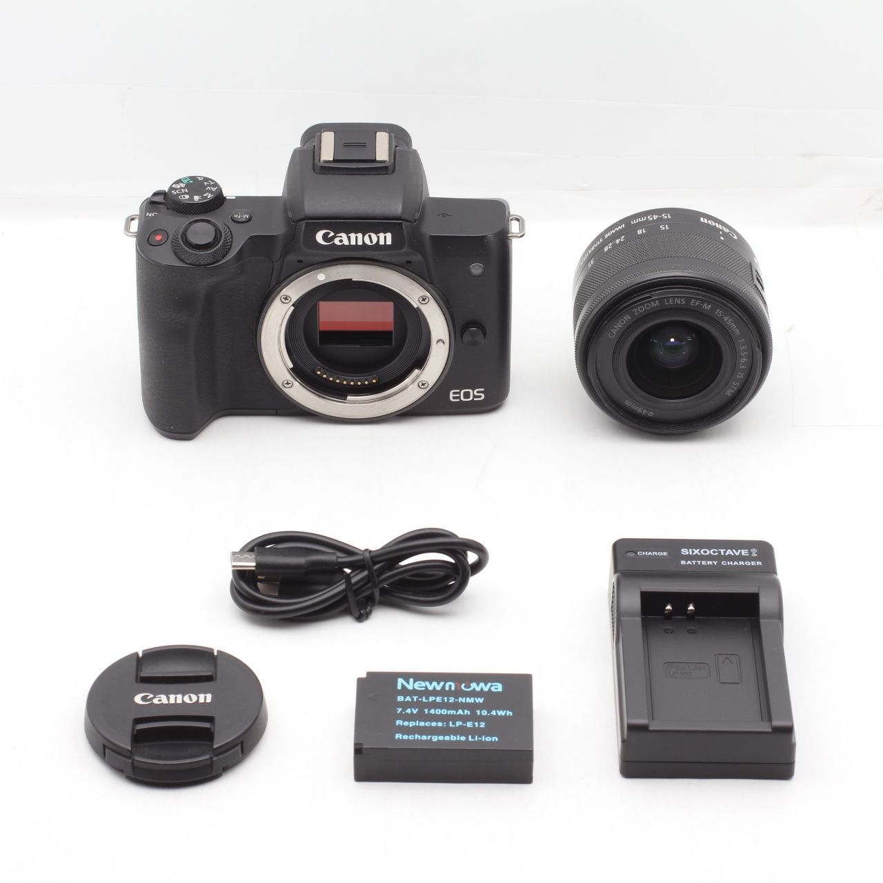 Canon キャノン EOS Kiss M レンズキット ブラック EF-M15-45mm F3.5-6.3 IS STM 付属