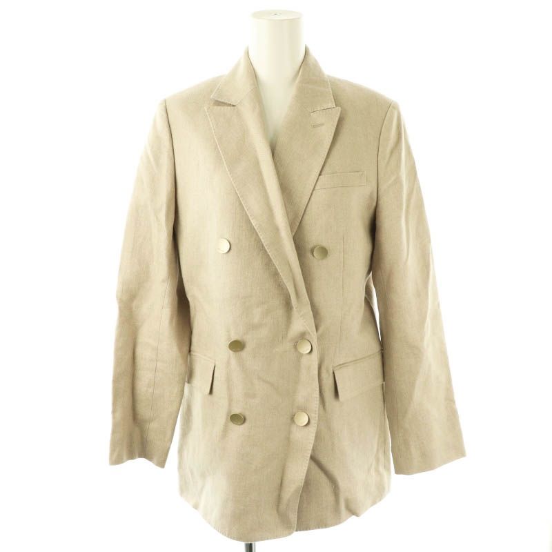 【中古】エブール ebure ミディアムリネンツイル ジャケット テーラード 36 ベージュ /MI ■OS レディース エブール ebure ミディアムリネンツイル ジャケット テーラード 36