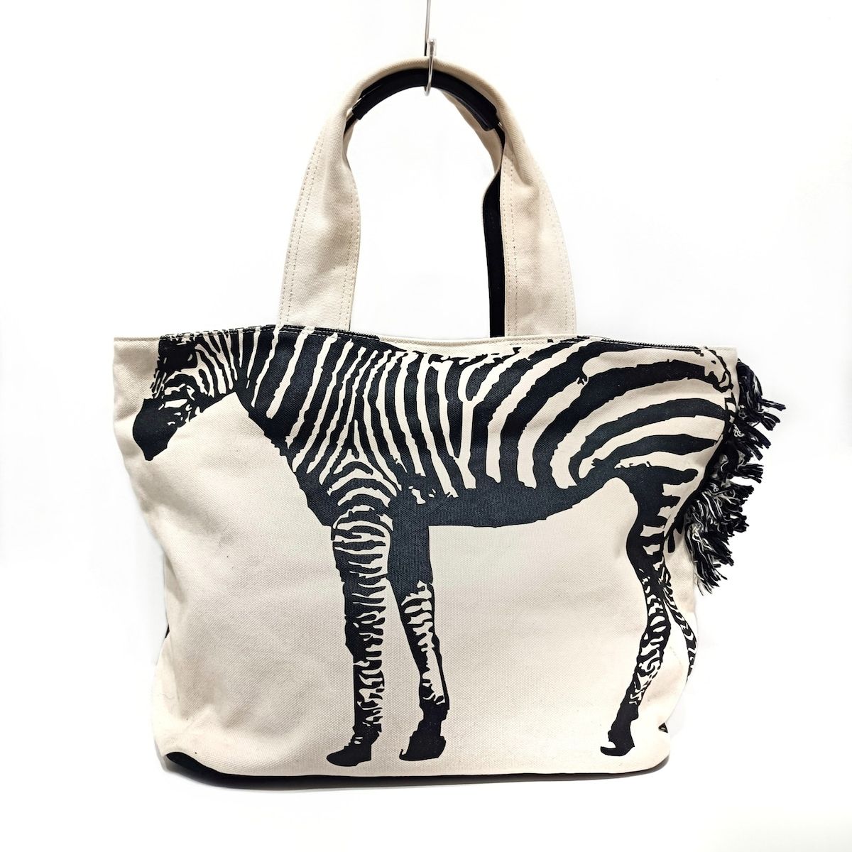 PLEATS PLEASE プリーツプリーズ ハンドバッグ - アイボリー×黒 シマウマ