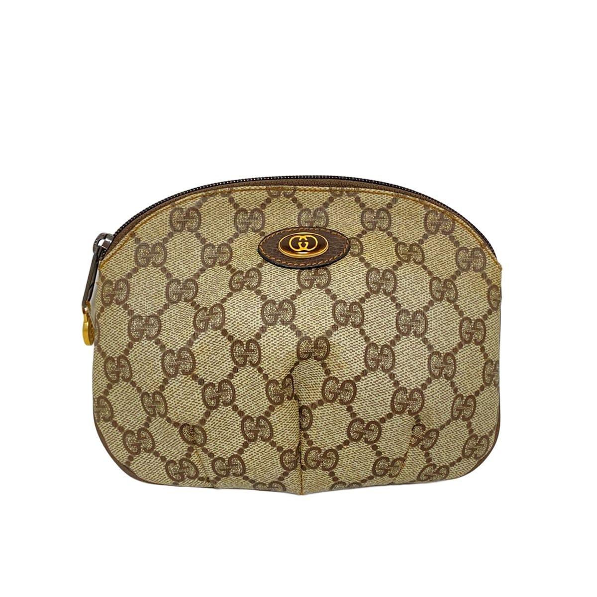 GUCCI グッチ ポーチ 8901017 ベージュ ブラウン GG柄 レザー