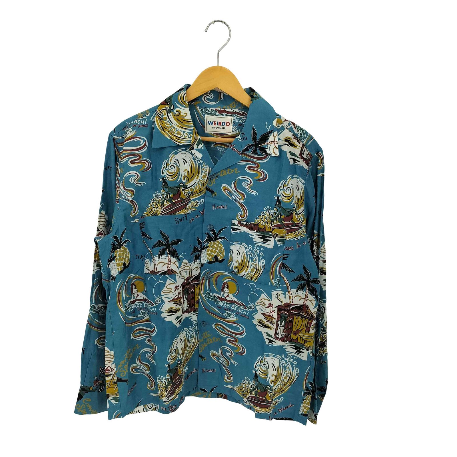 ウィアード WEIRDO HUT L S SHIRTS ロングスリーブ アロハシャツ メンズ import M