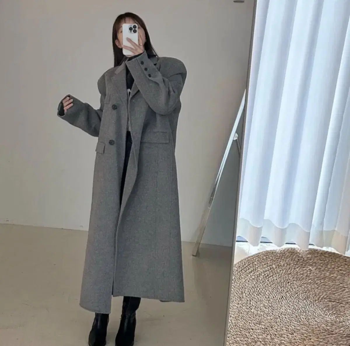 ダブルボタン ロング ハンドメイドコート GULLKHAN_COM