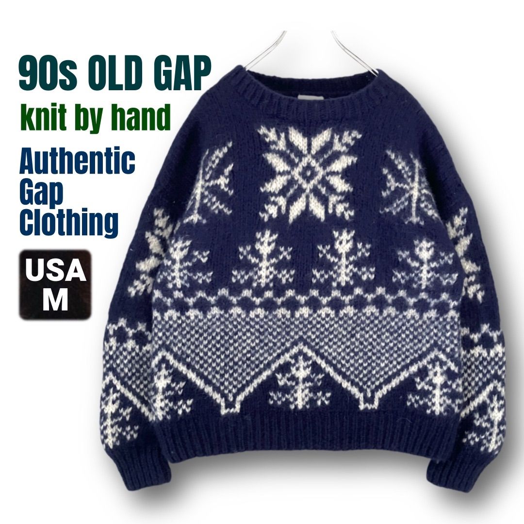 90s OLD GAP Authentic Gap Clothing ニットバイハンド Knit by Hand 手編みニット ノルディック柄セーター ローゲージ USAユニセックスM 2511N012
