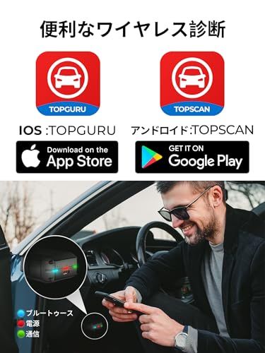 TOPDON OBD2 Bluetooth 診断機 TOPSCAN LITE iOS - Android 用全システム診断機 12V車用 アクテイブテスト 8リセット機能 オイルリセット エアバッグリセット DPF再生 ABSエア抜き b2f54e83