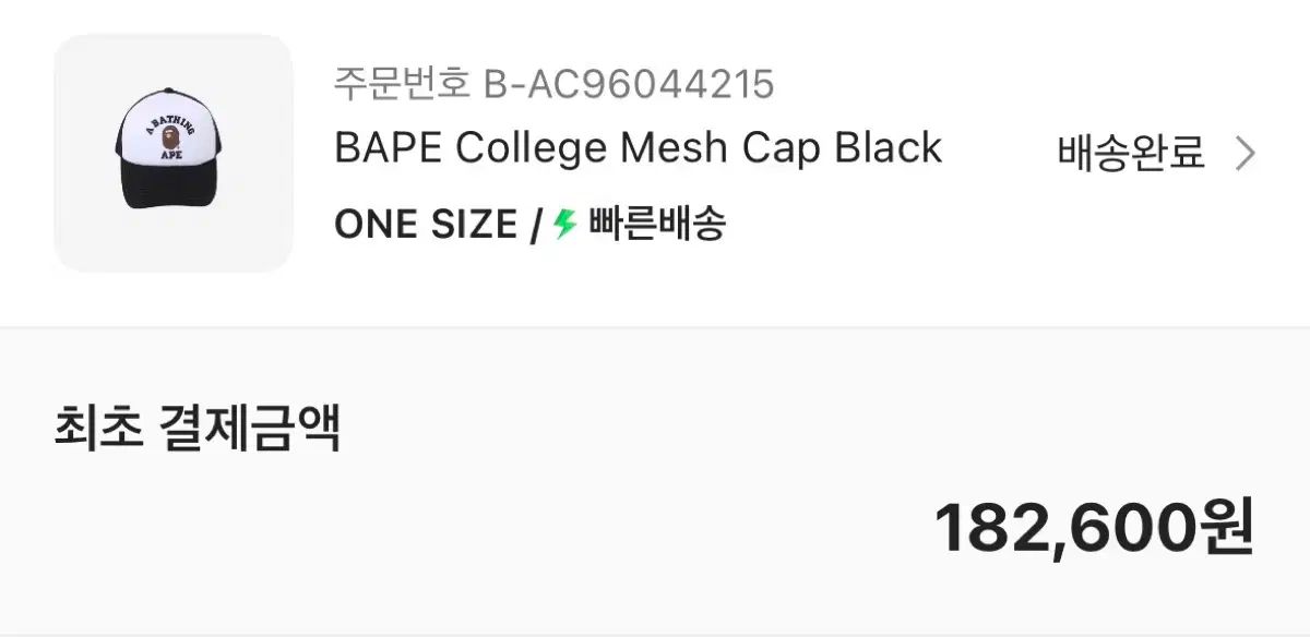 アベイシングエイプ カレッジ メッシュキャップ ブラック