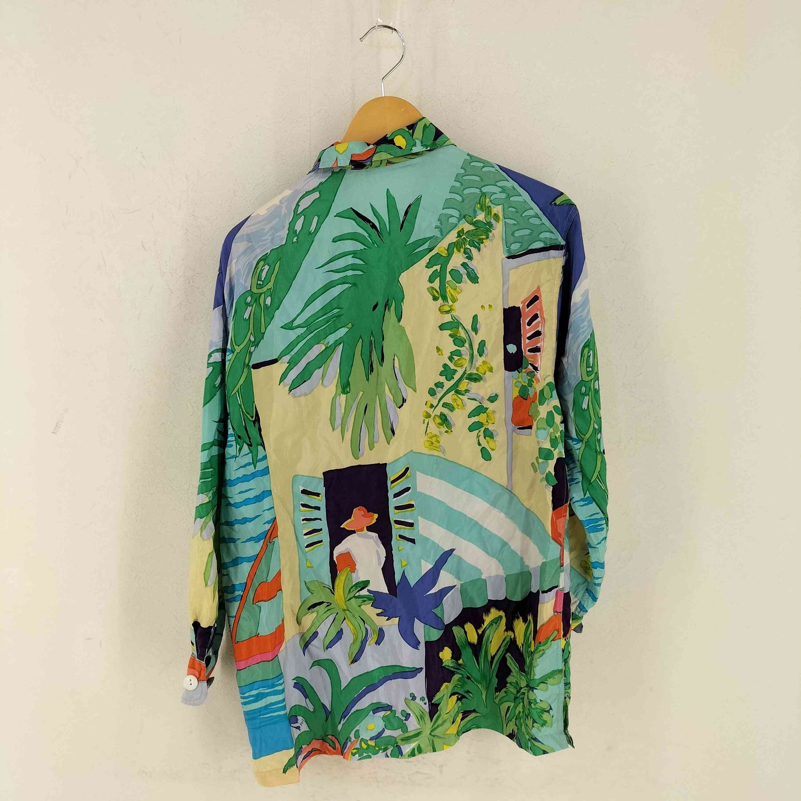 ポロカントリーラルフローレン POLO COUNTRY RALPH LAUREN 80-90 s カナダ製 ヨット柄 シルク シャツ レディース import M